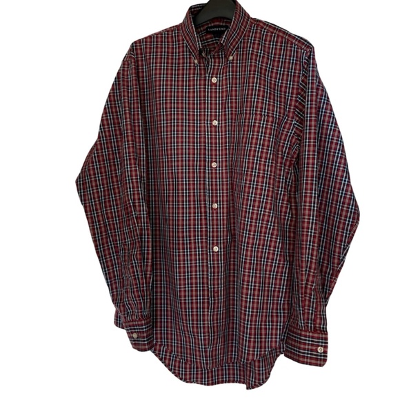 Lands' End:  Size 15/34  - Men's Patterned No Iron Supima® Oxford Dress Shirt - Picture 1 of 6